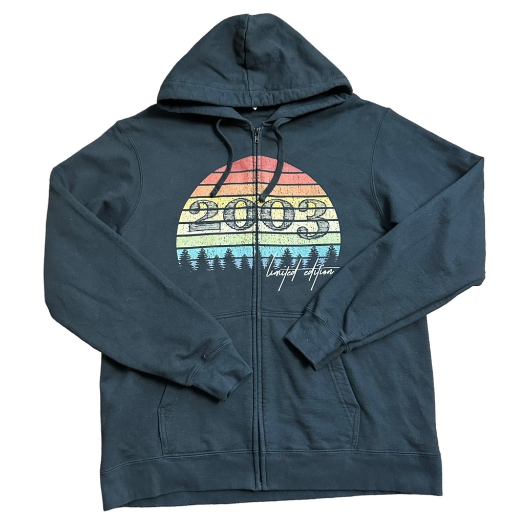 Port and Company Men's Black Full Zipp Up Hoodie‎ 2003 Limited Edition Size: L
